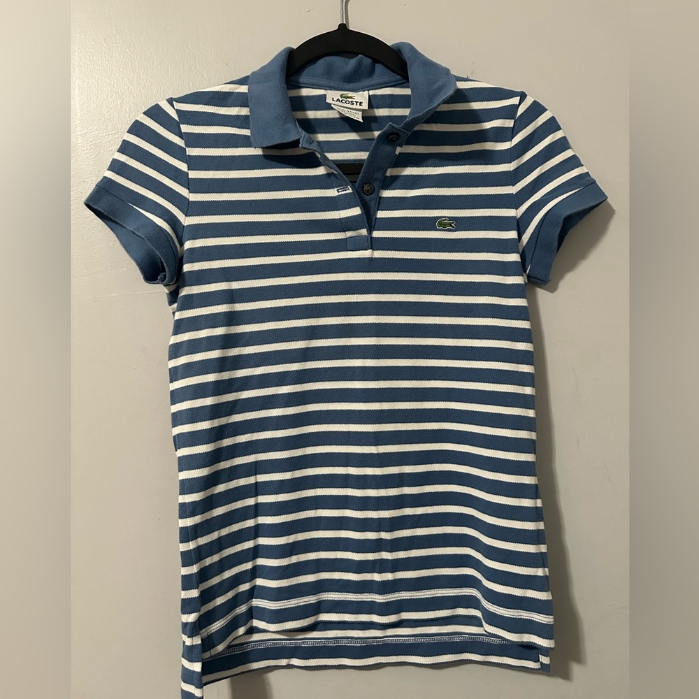 Lacoste Kids Blue and White Polo Shirt
